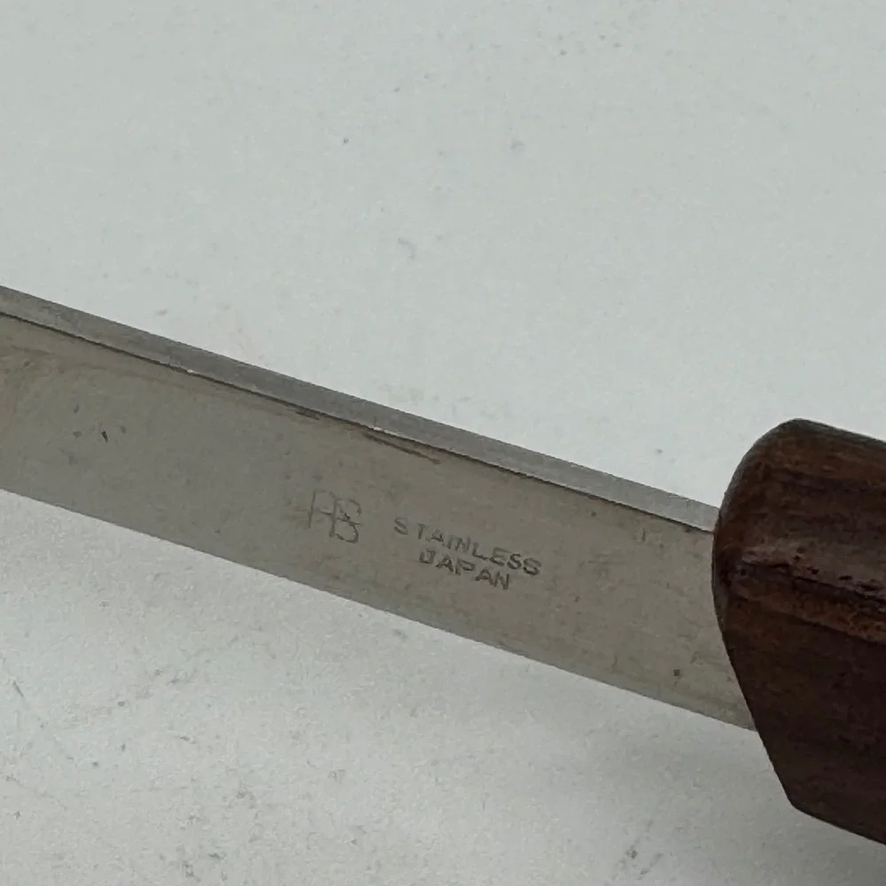 Vintage A.S. Stainless Japan BBQ Tool Set Long Wood Handle Spatula Fork 1960s
